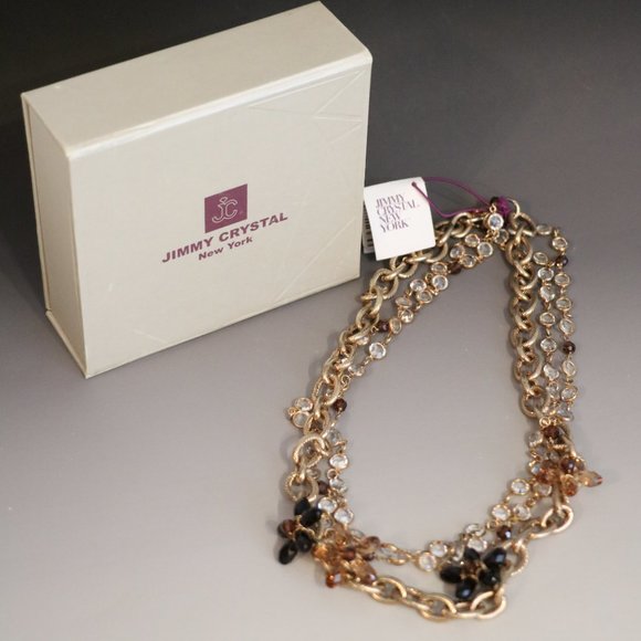 NEW Jimmy Crystal Gold Flower Necklace - Picture 1 of 10